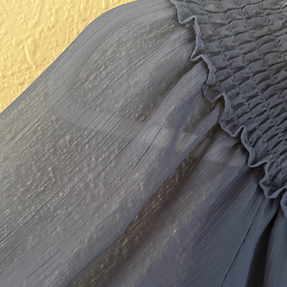 Express Navy Ruffle Sleeve Blouse - Picture 4 of 6